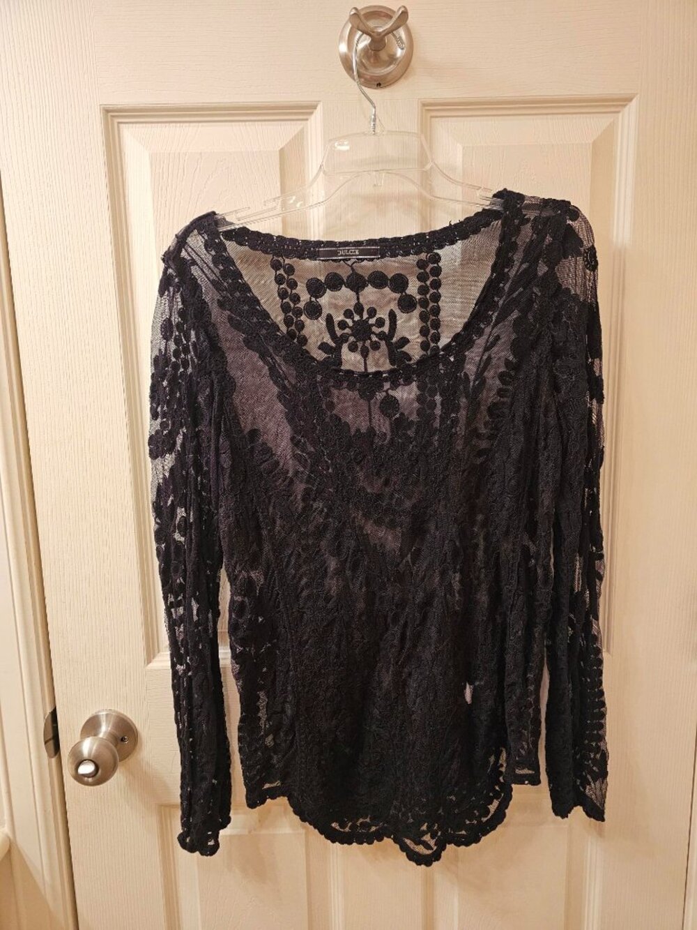 NWOT Dulcie Medium Black Lace Long Sleeved Sheer Blouse